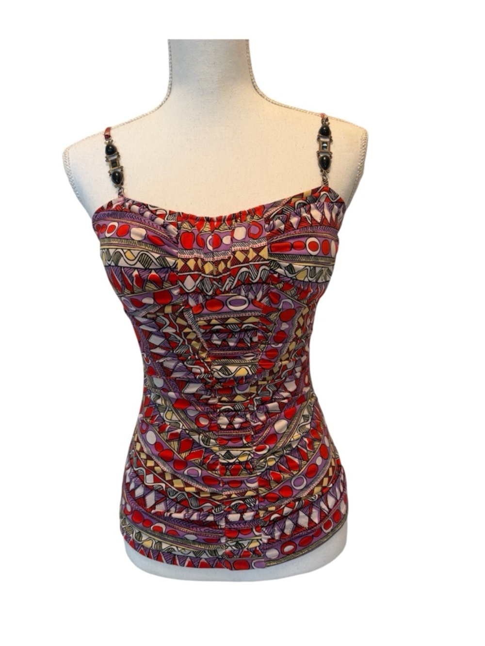 Bisou Bisou Y2K Geometric Ruched Cami XS Multi